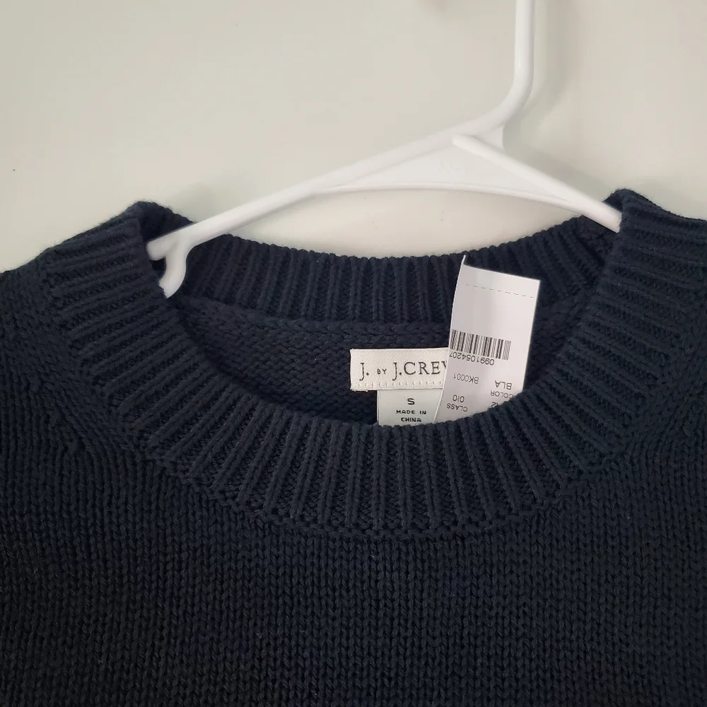J. Crew Black Scalloped Hem Sweater Size Small NWT